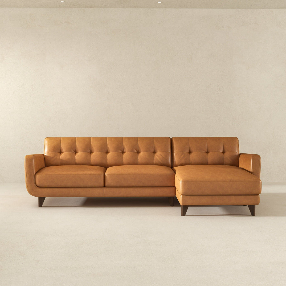 Allison - Mid-Century Modern Leather Sectional Sofa Chaise by Couch.com