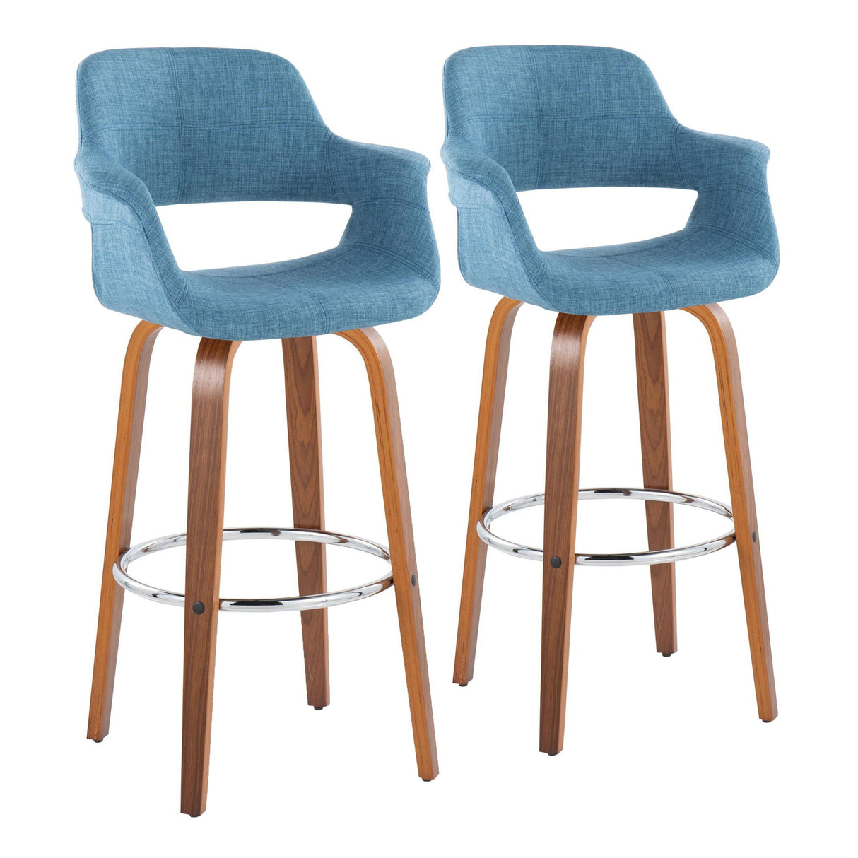 Vintage Flair - Mid Century Modern Fixed Height Barstool With Swivel & Round Footrest (Set of 2) by Couch.com