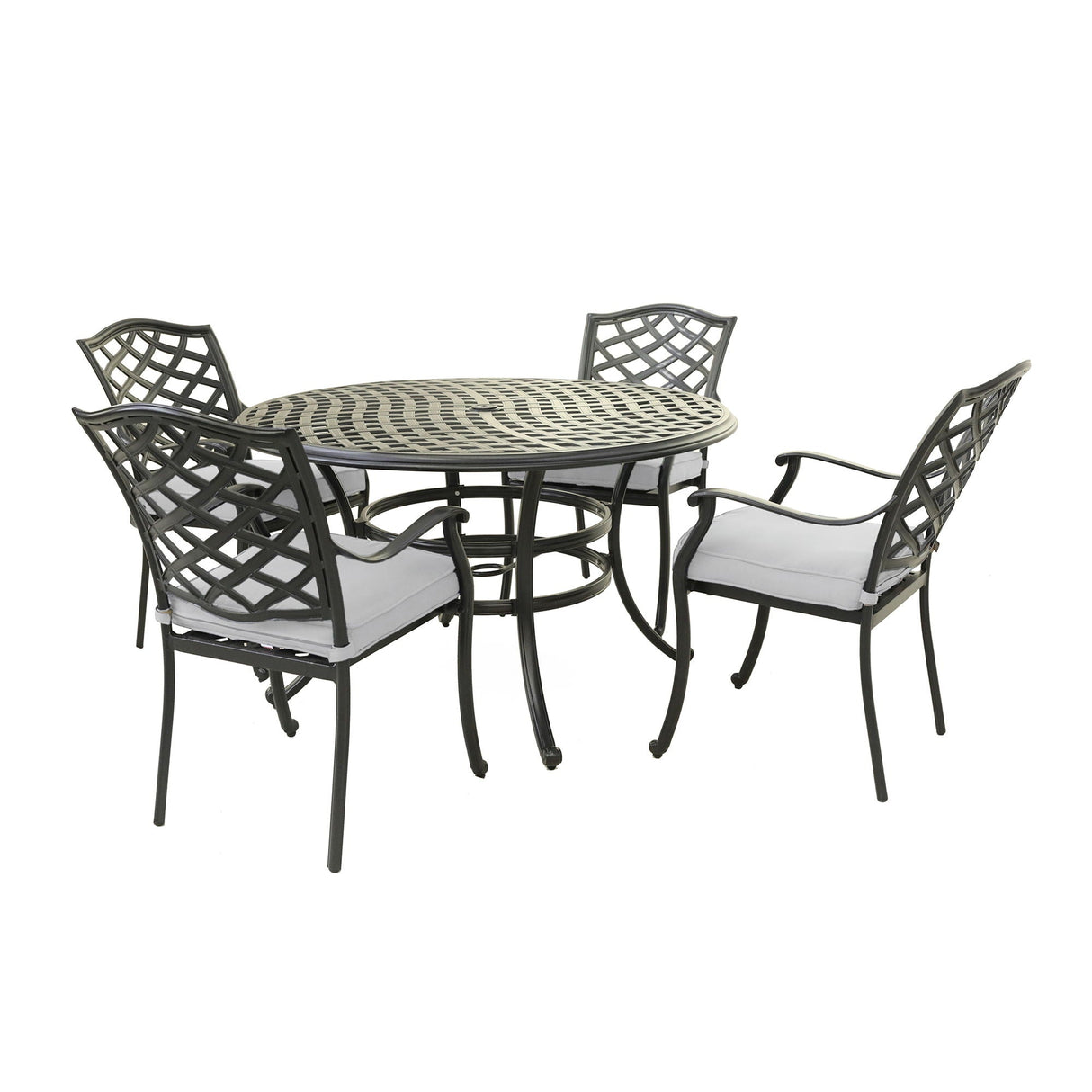 Outdoor 5 Piece Round Dining Set With 4 Arm Chairs - Cast Silver by Couch.com