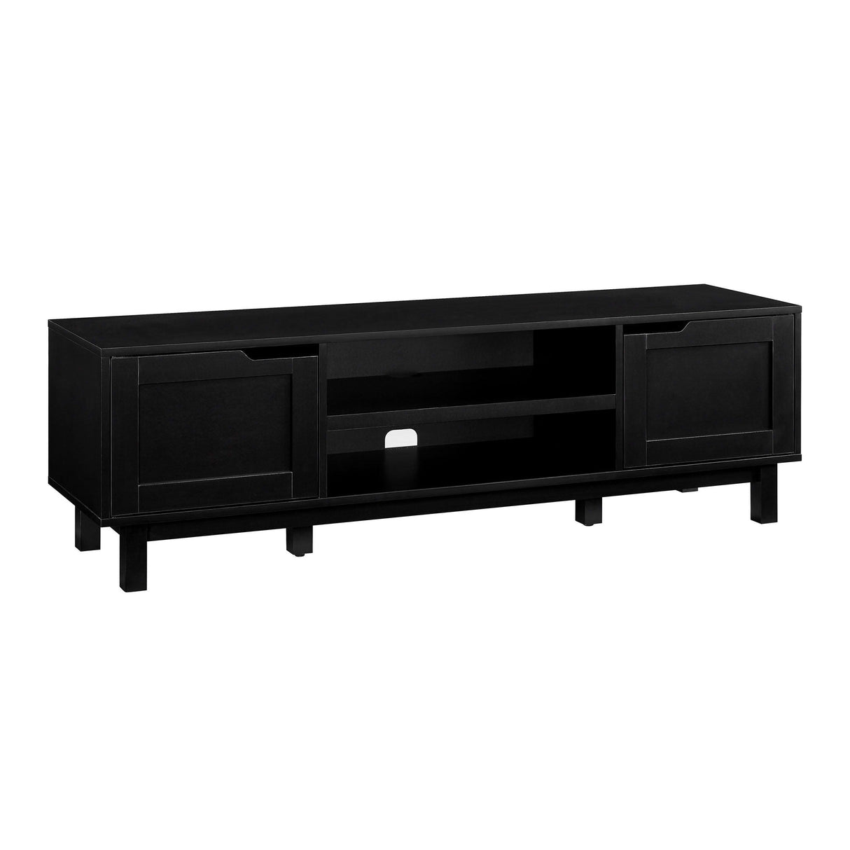 Modern 2 Door Open Storage TV Stand For TVs Up To 65" - Solid Black by Couch.com