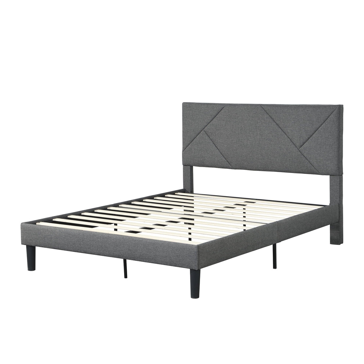 Full Size Upholstered Platform Bed Frame With Headboard, Strong Wood Slat Support, Mattress Foundation, No Box Spring Needed - Gray by Couch.com