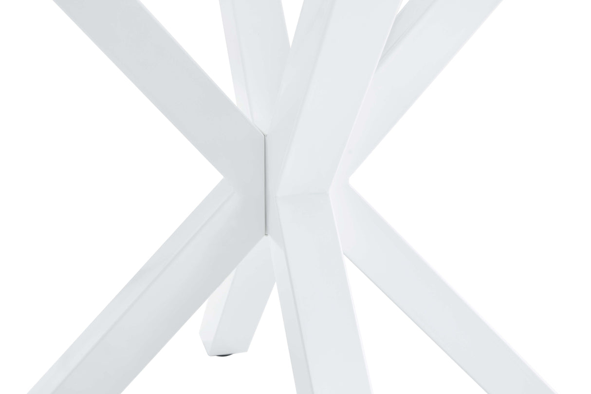 5 Pieces Dining Set, Table Cross Leg Mid-Century Dining Table For 4 - 6 People With Round MDF Table Top, Pedestal Dining Table, End Table Leisure Coffee Table - White by Couch.com