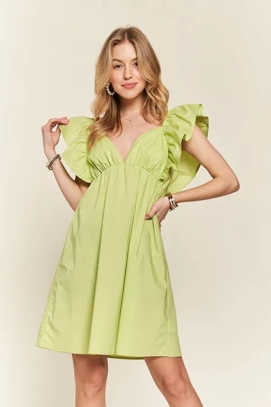 Smocked Back Ruffled Cap Sleeve Babydoll Dress For Summer – Feminine, Flattering, Comfortable, Playful Charm