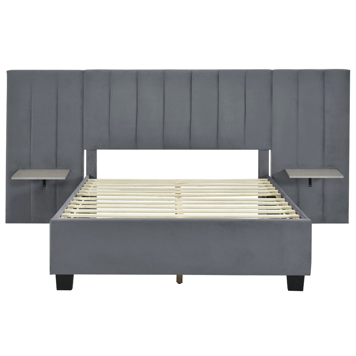 Upholstered Platform Bed With Big Headboard by Couch.com