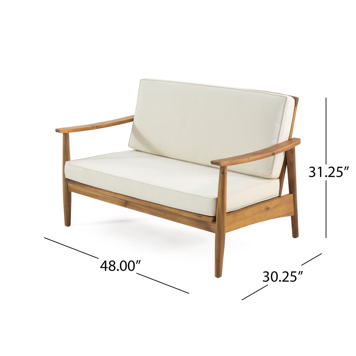 2 Piece Patio Set With Slatted Back Loveseat And Coffee Table - Teak by Couch.com