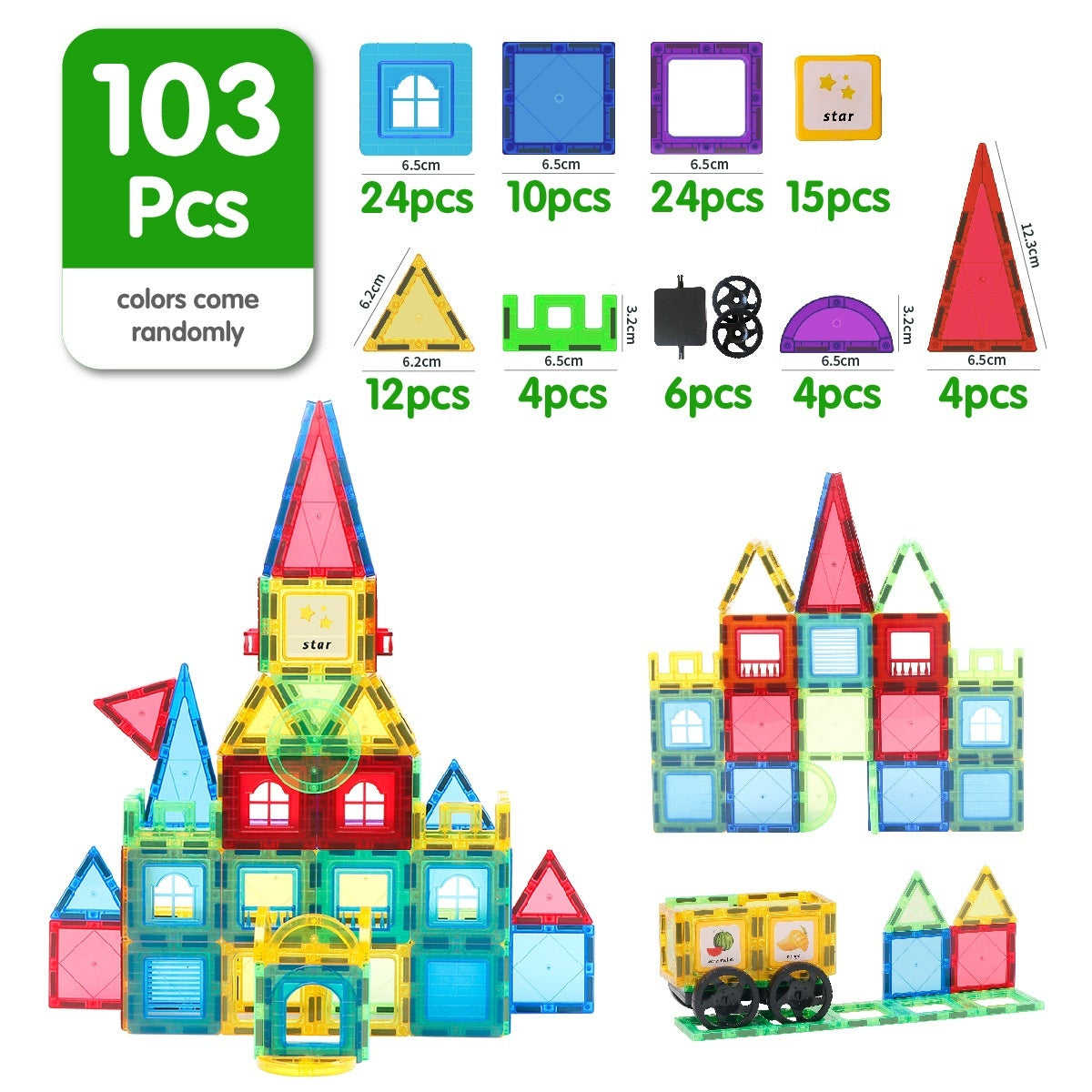 65cm Colorful Window Childrens Magnetic Building Toy Educational Magnetic Blocks