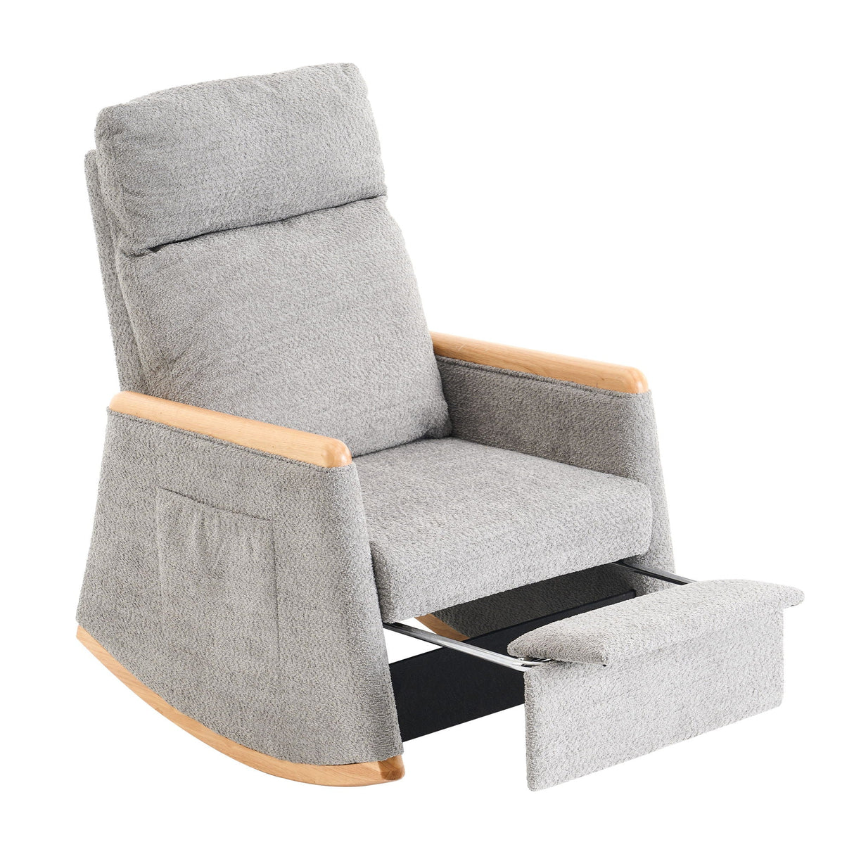 Accent Rocking Chair With Footrest, High Back Rubber Wood Rocking Legs Bedroom Living Space by Couch.com