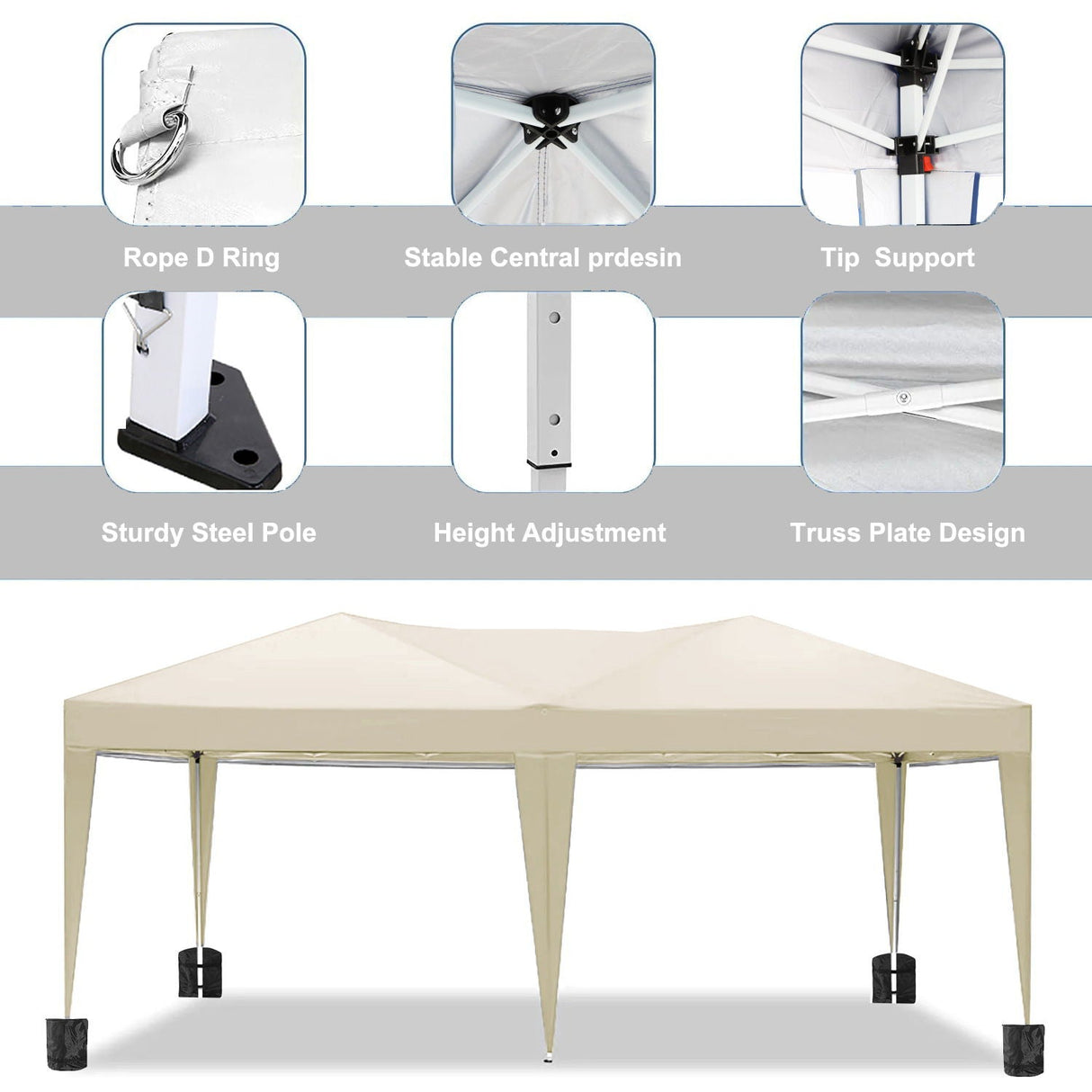 10'X20' Folding Canopy With 6 Removable Sidewalls Outdoor Event Shelter UPF 50+ Gazebo Portable Tents For Parties Beach Camping Wedding Ez Pop Up Canopy by Couch.com