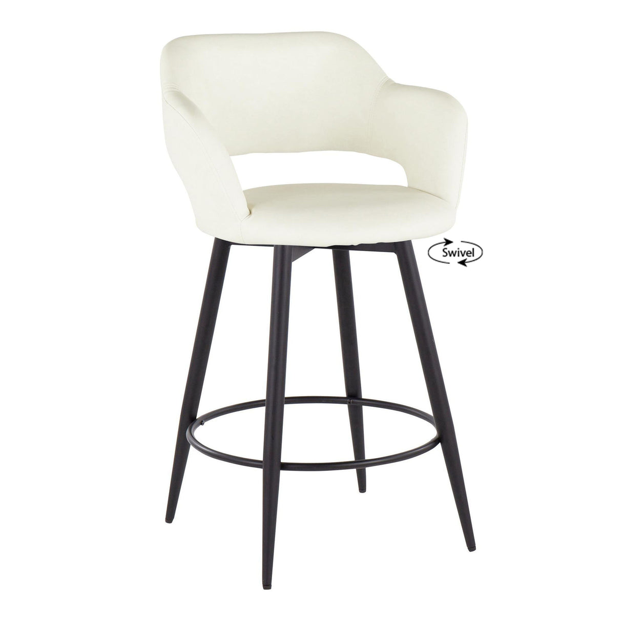 Margarite - Contemporary Fixed Height Counter Stool With Swivel With Round Footrest (Set of 2) by Couch.com