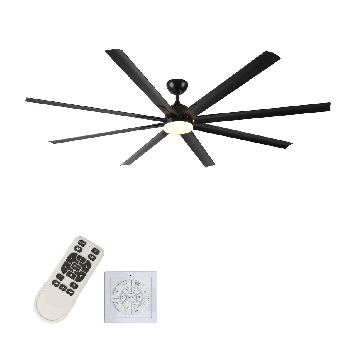 Couch.com Super Large Black Ceiling Fan With Remote Control Black, Metal Construction, Black Finish by Couch.com