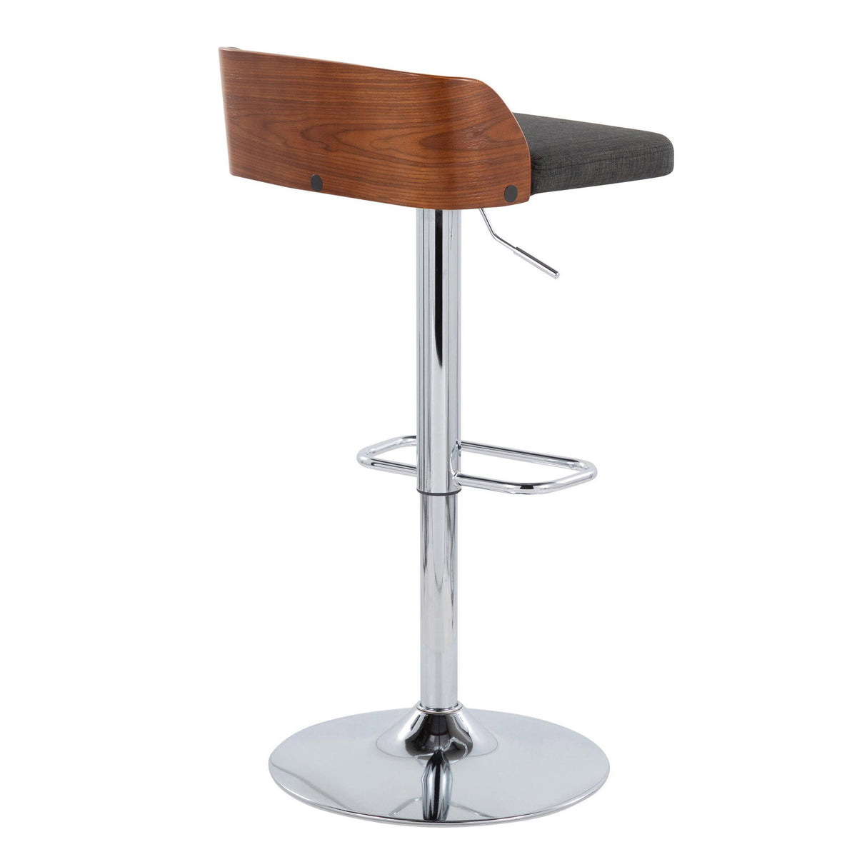 Maya - Mid Century Modern Adjustable Barstool With Swivel With Rounded Rectangle Footrest (Set of 2) by Couch.com