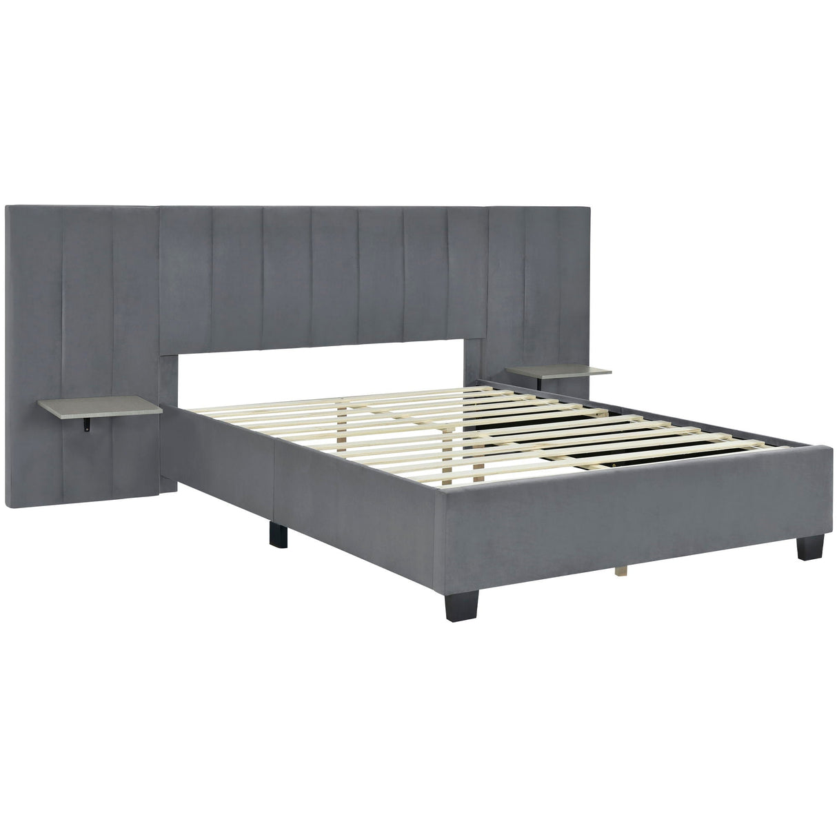 Upholstered Platform Bed With Big Headboard by Couch.com
