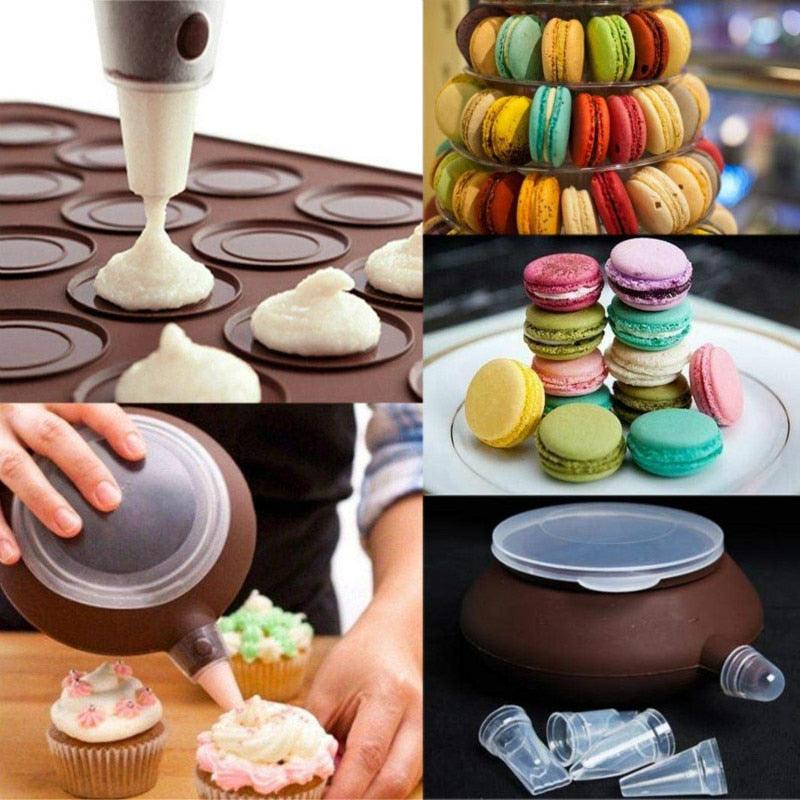 1-2pc/set Large Macaroon Kit Silicone Mat Non-Stick Baking Mold Set 48 Capacity Pot Cake Decorating Supplies Macaron Silicone Mat Non-Stick Silicone Macaron Reusable Baking Mold Set