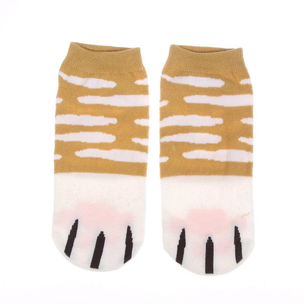 1 pair New Lady Girls Summer Winter Candy Color Kawaii Cute Socks Cartoon Cute Cats Paw Kitty Claws Ankle Short Socks Cute Paw Casual Ankle Socks For Men And Women