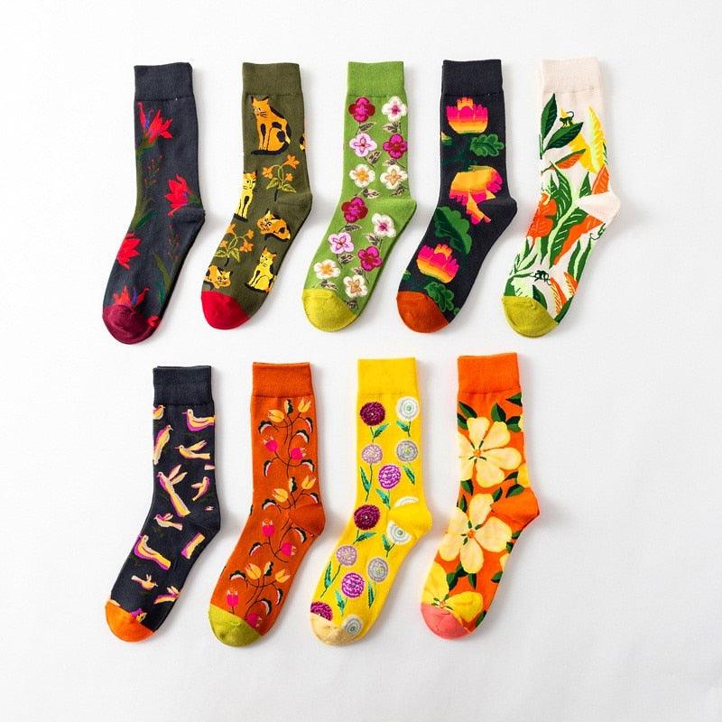 1 Pair Women Socks Cartoon Dog Octopus Flower Plant Kawaii Funny Casual Female Cotton Sock Hosiery Streetwear Harajuku Crew Sock For Women