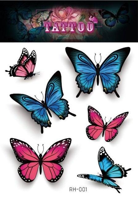 1 Pc Butterfly 3D Temporary Tattoo 52 Style Waterproof Butterfly Tattoos Stickers Temporary Colorful Design For Womens
