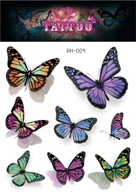 1 Pc Butterfly 3D Temporary Tattoo 52 Style Waterproof Butterfly Tattoos Stickers Temporary Colorful Design For Womens
