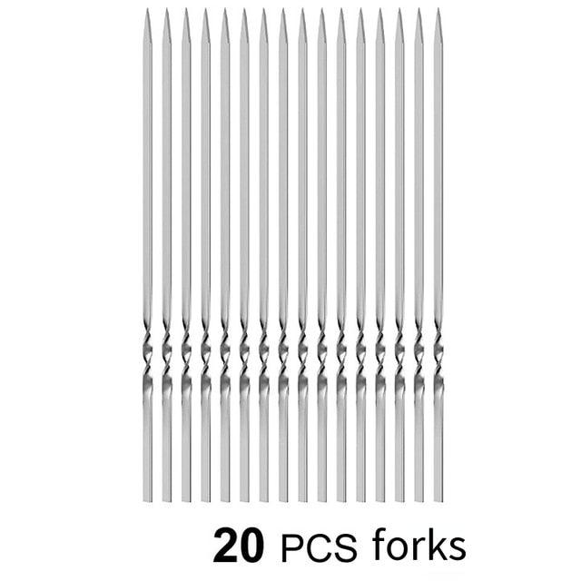 10-20Pcs Stainless Steel Barbecue Skewer Reusable BBQ Skewers Kebab Iron Stick For Outdoor Camping Picnic Tools Cooking Tools Stainless Steel Barbecue Skewers Durable and Reusable Metal Skewers