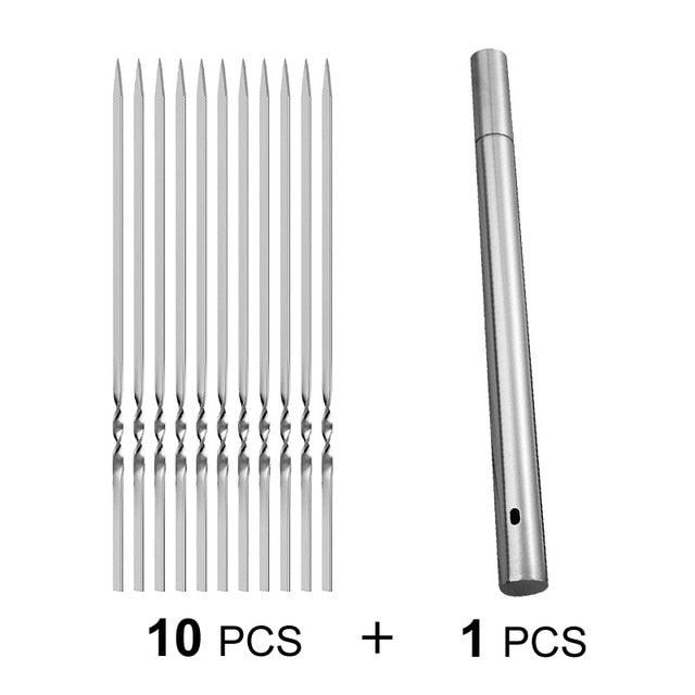 10-20Pcs Stainless Steel Barbecue Skewer Reusable BBQ Skewers Kebab Iron Stick For Outdoor Camping Picnic Tools Cooking Tools Stainless Steel Barbecue Skewers Durable and Reusable Metal Skewers