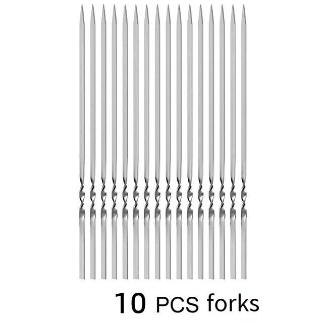 10-20Pcs Stainless Steel Barbecue Skewer Reusable BBQ Skewers Kebab Iron Stick For Outdoor Camping Picnic Tools Cooking Tools Stainless Steel Barbecue Skewers Durable and Reusable Metal Skewers