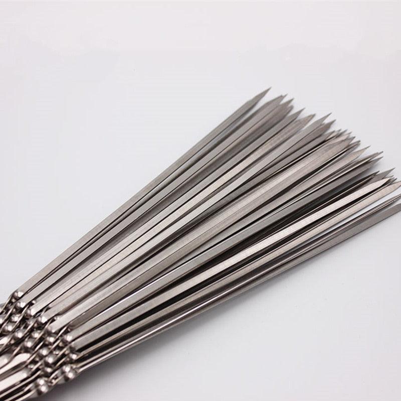 10-20Pcs Stainless Steel Barbecue Skewer Reusable BBQ Skewers Kebab Iron Stick For Outdoor Camping Picnic Tools Cooking Tools Stainless Steel Barbecue Skewers Durable and Reusable Metal Skewers