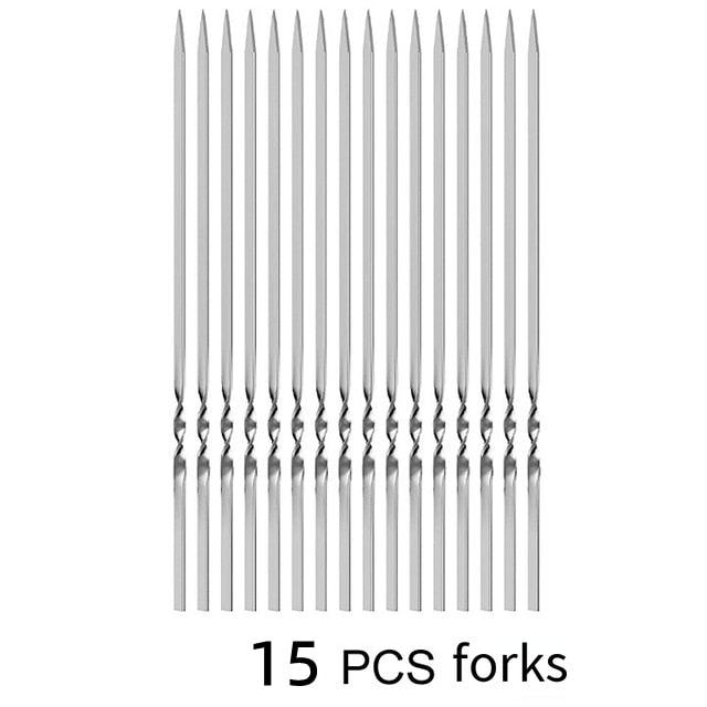 10-20Pcs Stainless Steel Barbecue Skewer Reusable BBQ Skewers Kebab Iron Stick For Outdoor Camping Picnic Tools Cooking Tools Stainless Steel Barbecue Skewers Durable and Reusable Metal Skewers