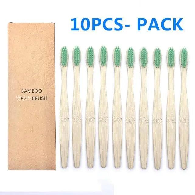 10 Pcs Natural Colorful Toothbrush Eco Friendly Soft Bamboo Toothbrush Bamboo Tooth Dental Oral Care Wood Tooth Brushes