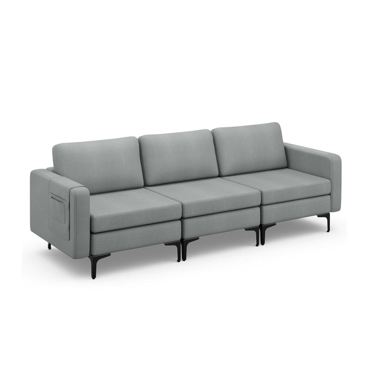 1/2/3/4-Seat Convertible Sectional Sofa with Reversible Ottoman-3-Seat by DirectDeals