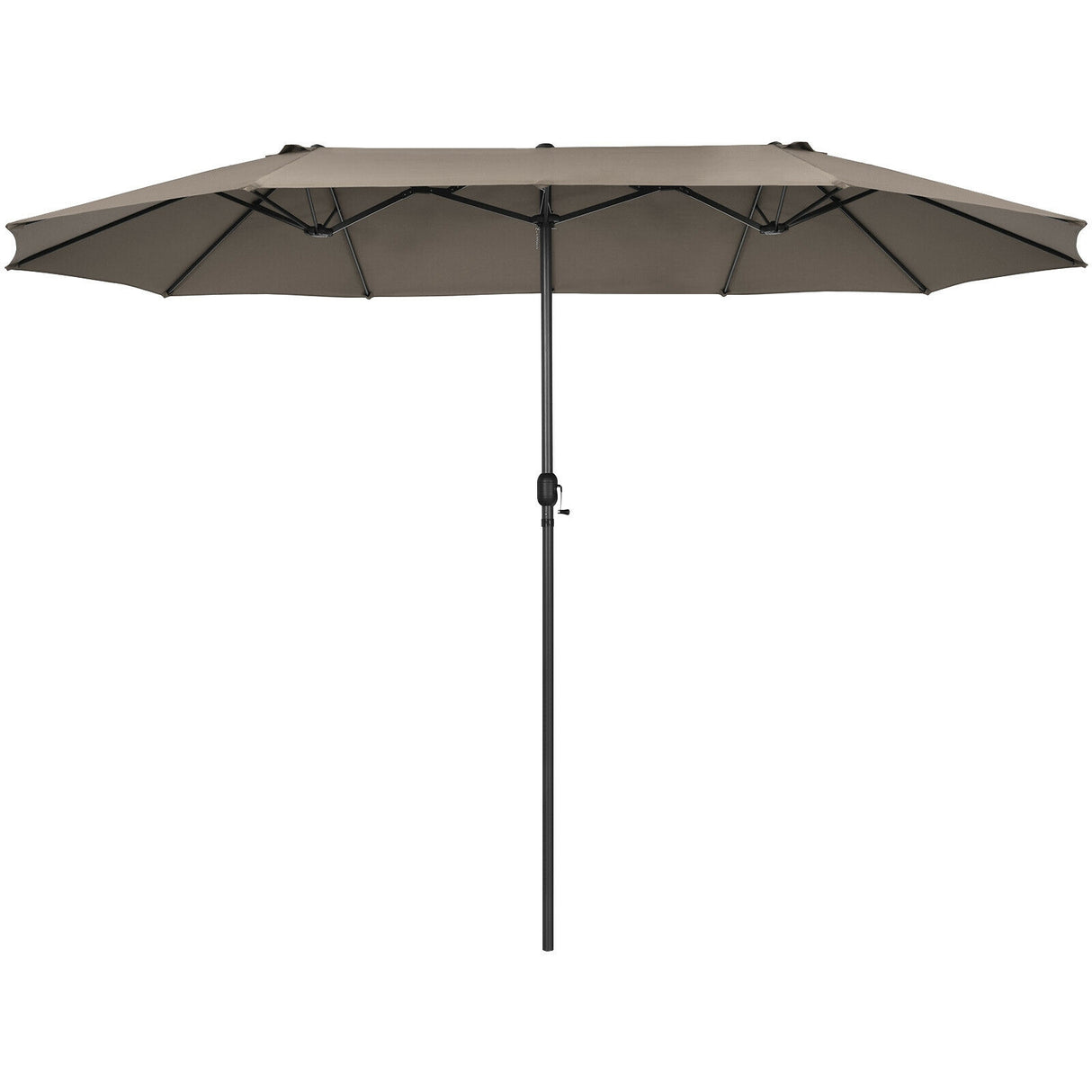 15 Feet Patio Double-Sided Umbrella with Hand-Crank System-Beige