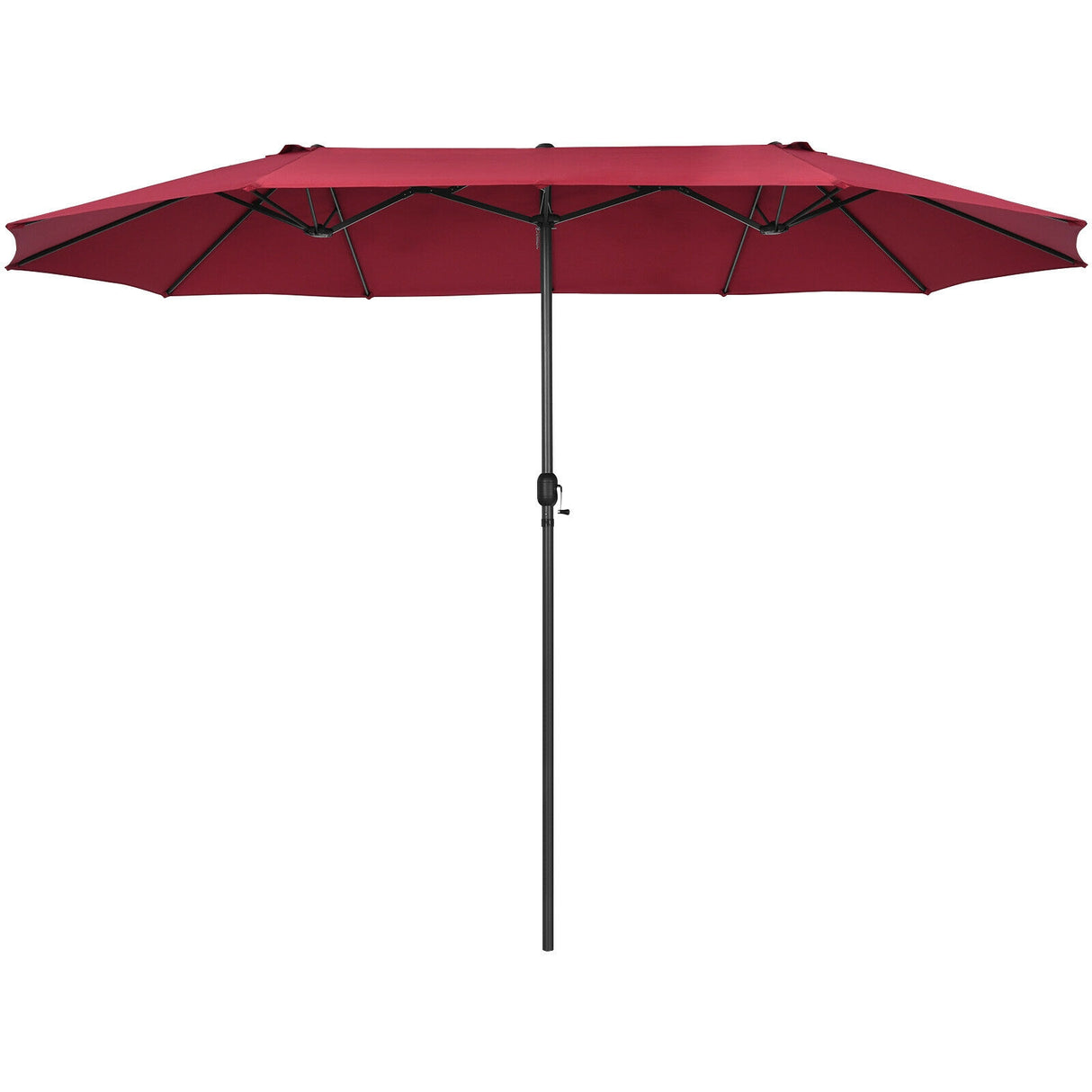 15 Feet Patio Double-Sided Umbrella with Hand-Crank System-Beige
