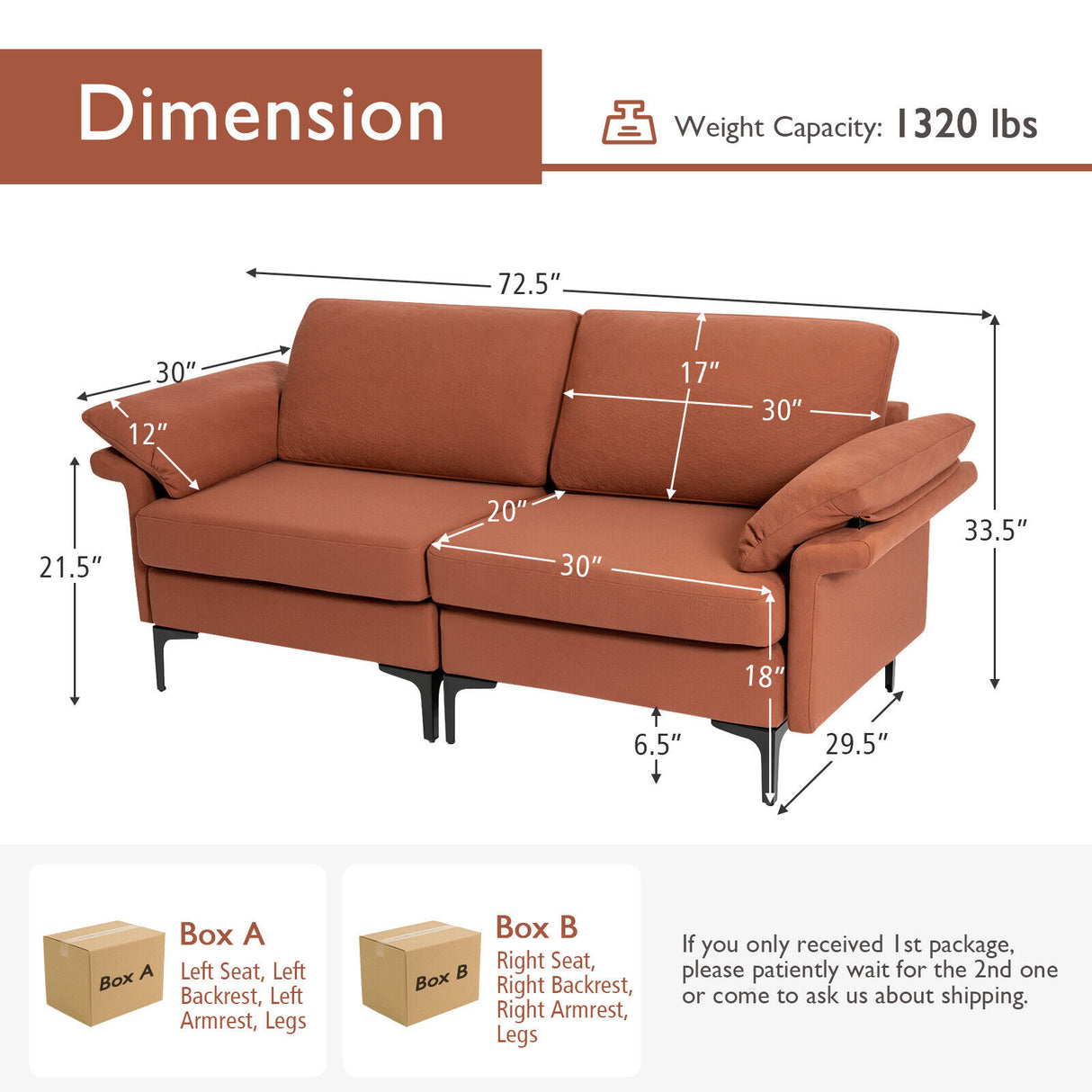 Modern Fabric Loveseat Sofa for with Metal Legs and Armrest Pillows-Gray
