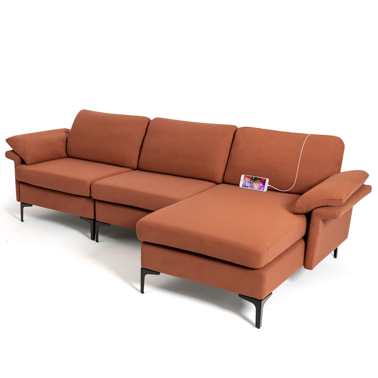 Extra Large Modular L-shaped Sectional Sofa with Reversible Chaise for 4-5 People-Gray