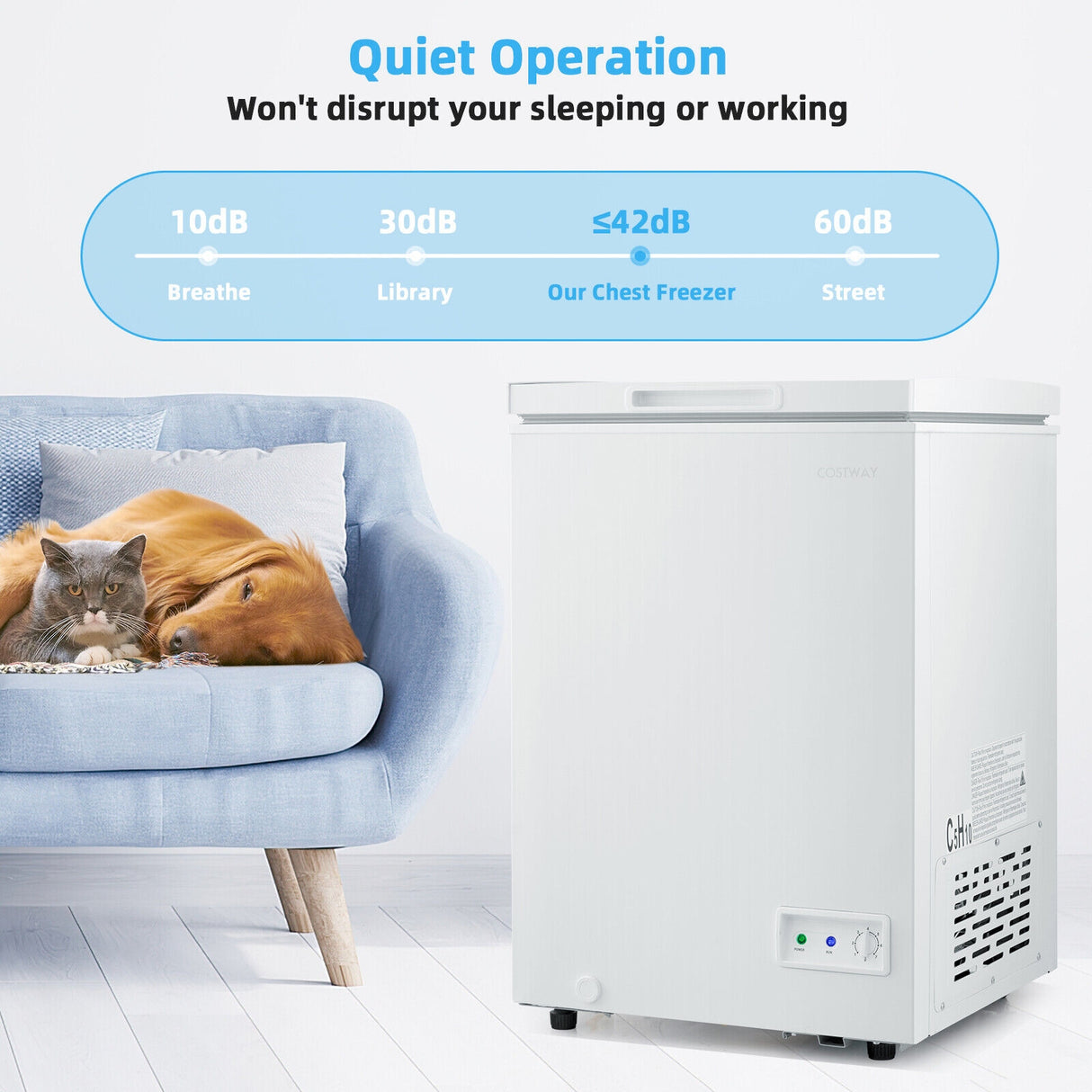 3.5/5 Cu.ft Compact Chest Freezer with Removable Storage Basket-5 Cubic Feet