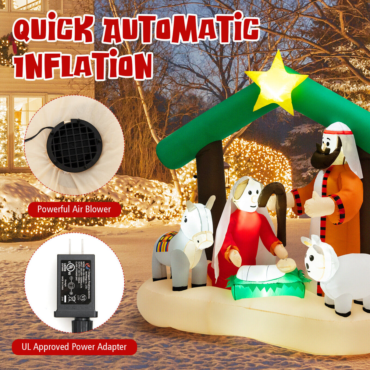 6.7 Feet Christmas Inflatable Nativity Scene with LED Lights