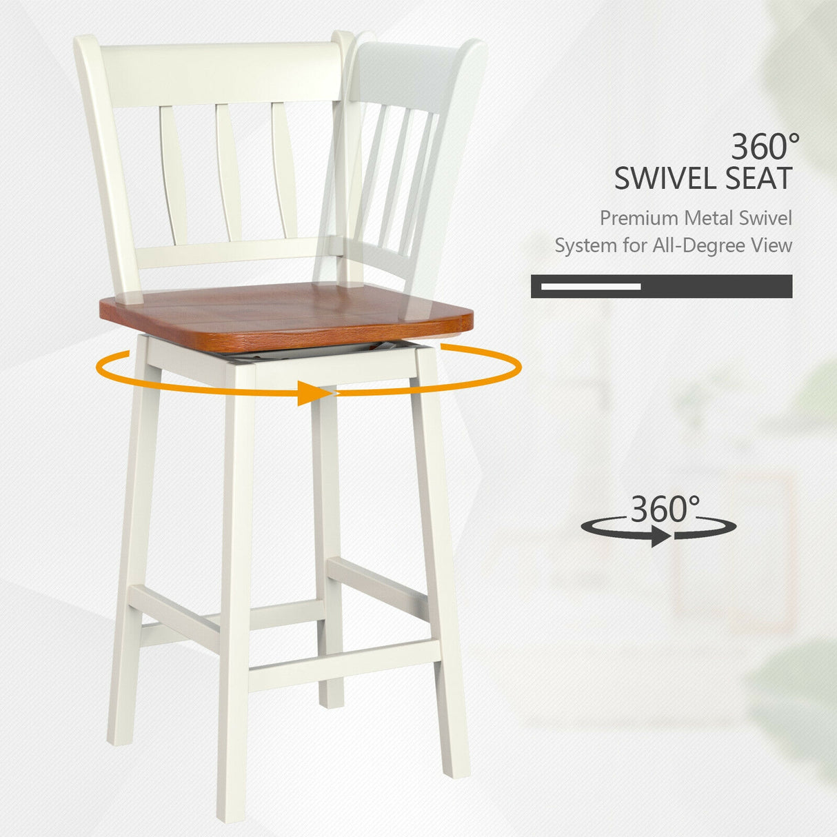 24.5 Inches Set of 2 Swivel Bar Stools with 360 ° Swiveling-Black
