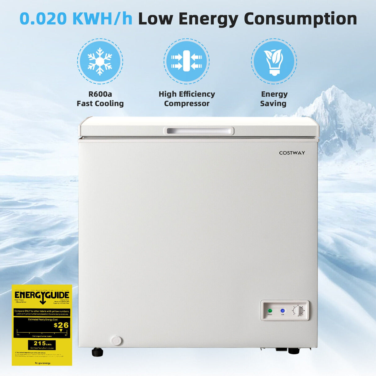 3.5/5 Cu.ft Compact Chest Freezer with Removable Storage Basket-5 Cubic Feet