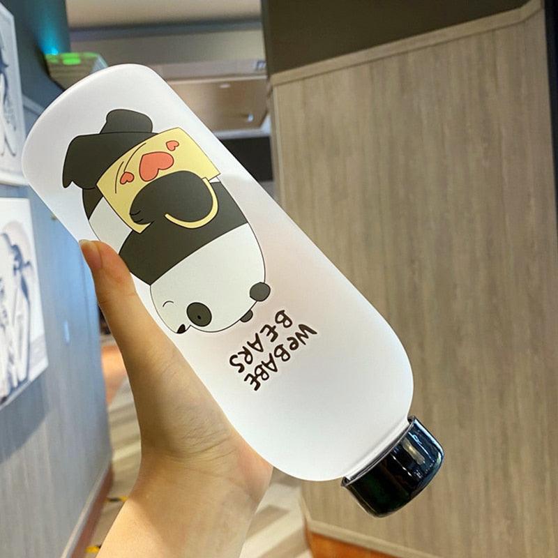 1000ml Water Bottles Cute Panda Bear Cup With Straw Transparent Cartoon Water Bottle Drinkware Frosted Cup Leak-proof Plastic Straw Cartoon Frosted Leak Proof Panda Bear Pattern Transparent Water Cup Sports Drink Water Bottle