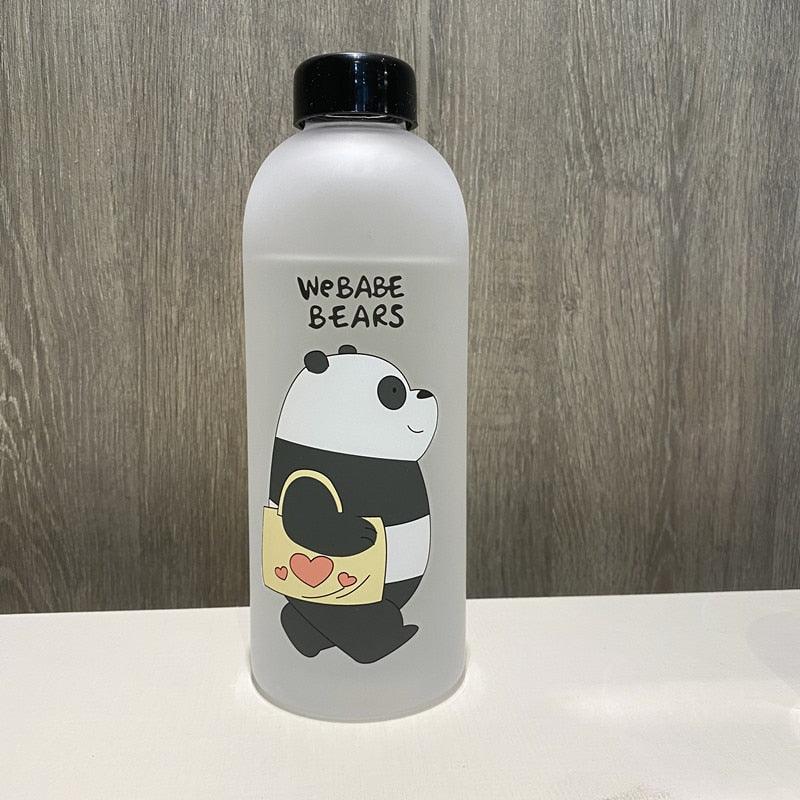 1000ml Water Bottles Cute Panda Bear Cup With Straw Transparent Cartoon Water Bottle Drinkware Frosted Cup Leak-proof Plastic Straw Cartoon Frosted Leak Proof Panda Bear Pattern Transparent Water Cup Sports Drink Water Bottle