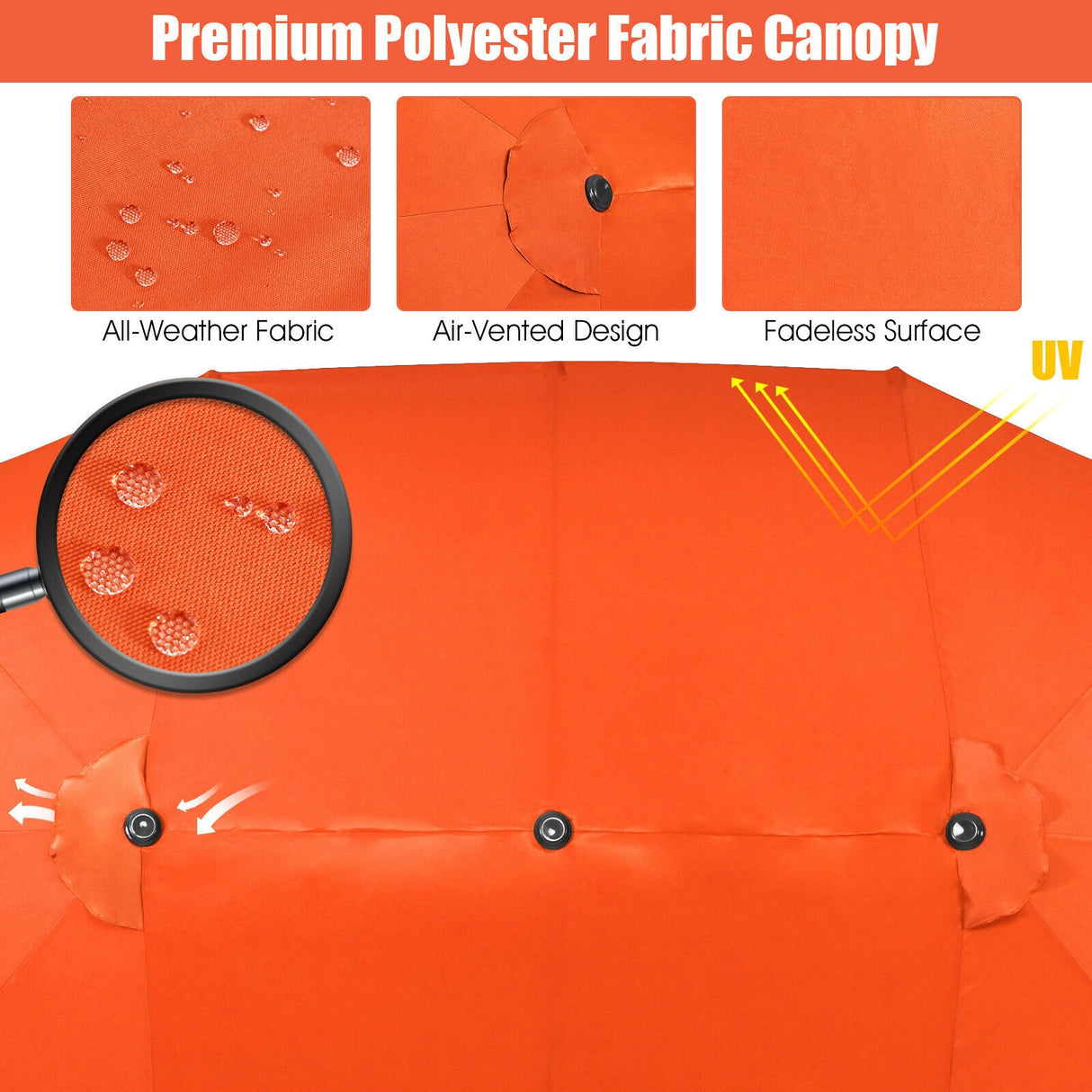 15 Feet Patio Double-Sided Umbrella with Hand-Crank System-Beige
