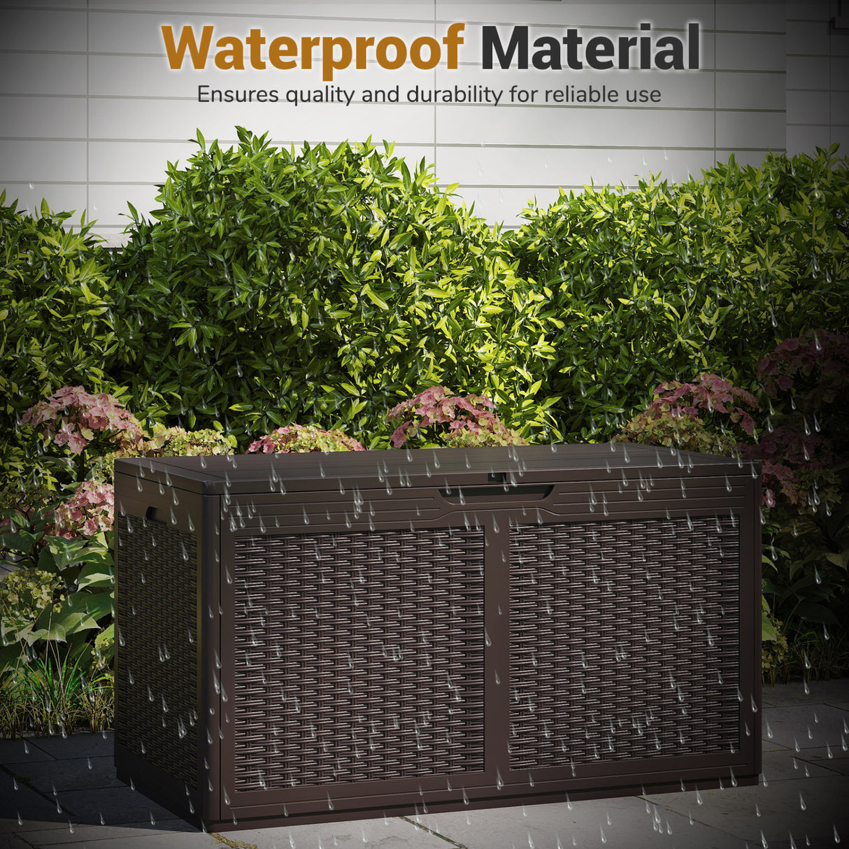 100 Gallon Resin Deck Box Outdoor Waterproof Storage Bench-Brown