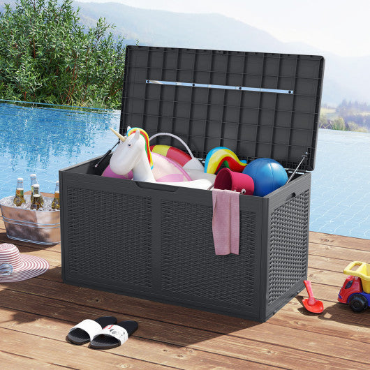 100 Gallon Resin Deck Box Outdoor Waterproof Storage Bench-Gray