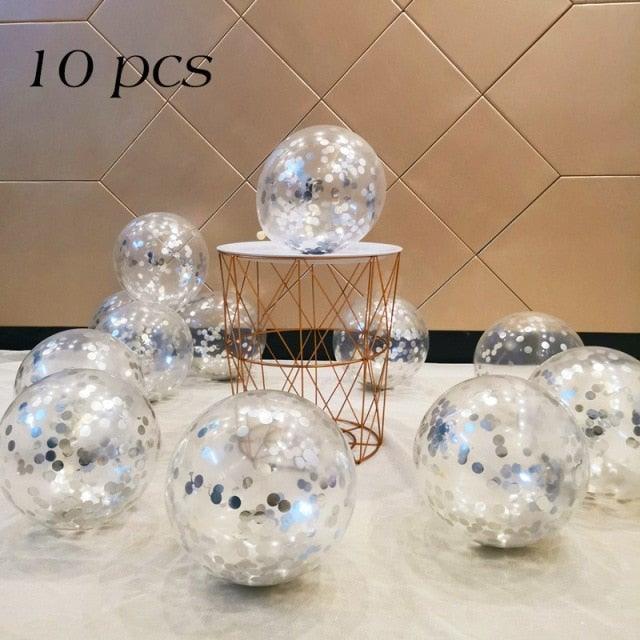 10/20 Star Metallic Confetti Latex Transparent 12inch Balloons For Baby Shower Birthday Party Wedding Decoration