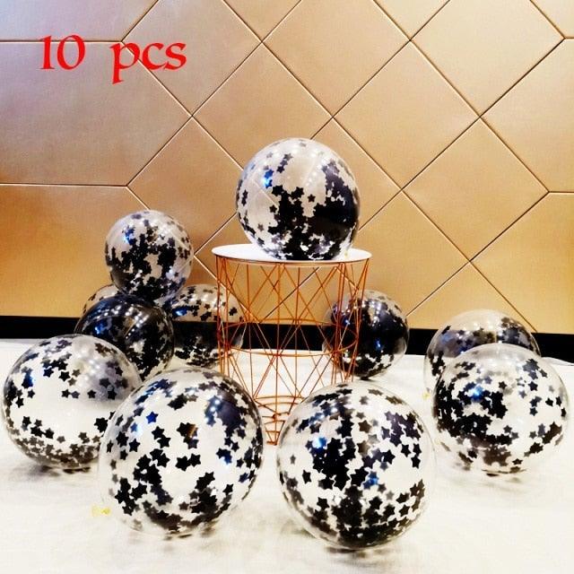 10/20 Star Metallic Confetti Latex Transparent 12inch Balloons For Baby Shower Birthday Party Wedding Decoration