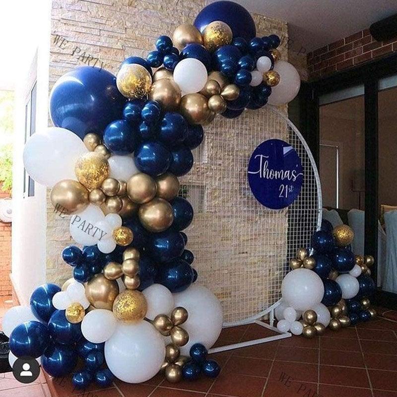 104pcs Navy Blue And Gold White Balloon Garland Arch Kit For Wedding Birthday Party Baby Shower Girl Bridal Shower Birthday Party Decorations