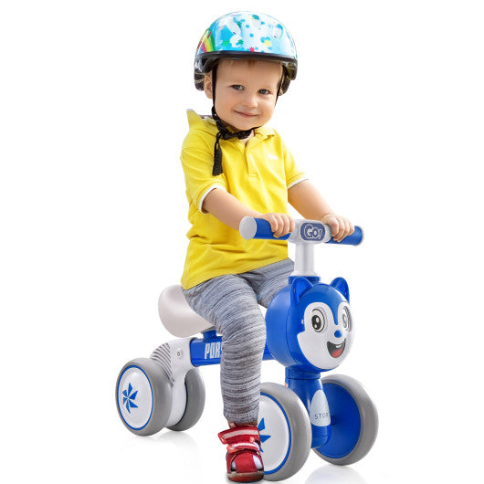 Baby Balance Bike No Pedal Lightweight Infant 4 Wheels Baby Bicycle-Blue