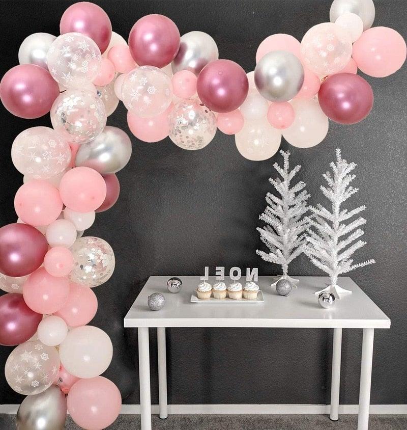 106pcs Blue Snowflake Birthday Balloon Party Ice Snow Decoration Baby Balloon Winter Christmas New Year Balloons Wedding and Birthday Party