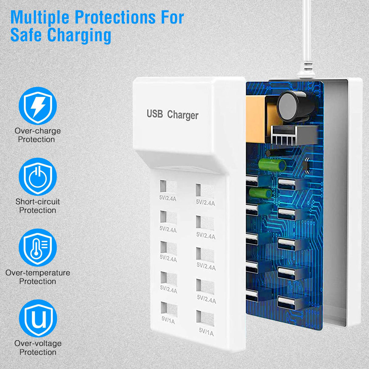 10 Ports USB Charging Station Hub 50W by DirectDeals
