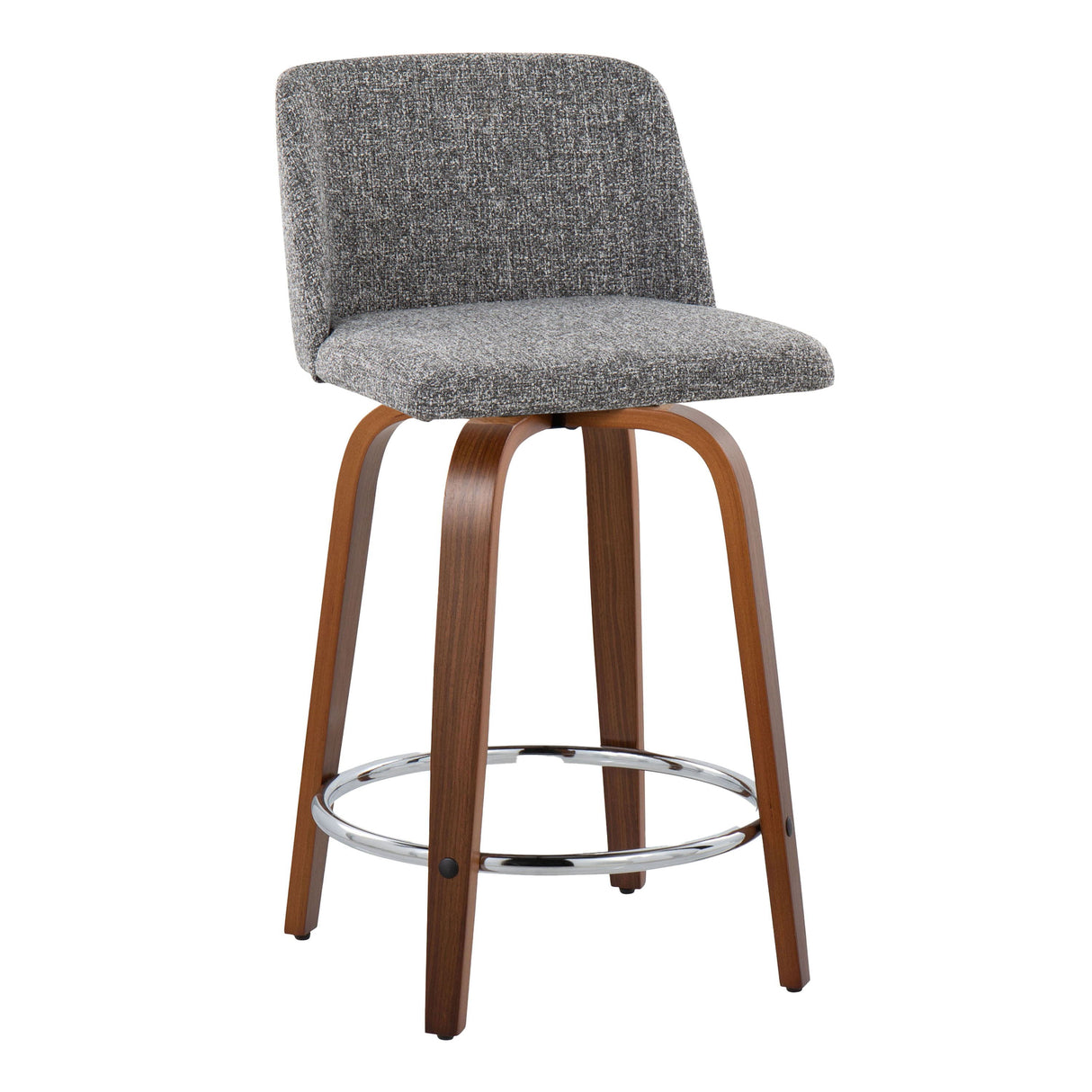 Toriano - Mid Century Modern Fixed Height Counter Stool With Swivel With Round Footrest (Set of 2) by Couch.com