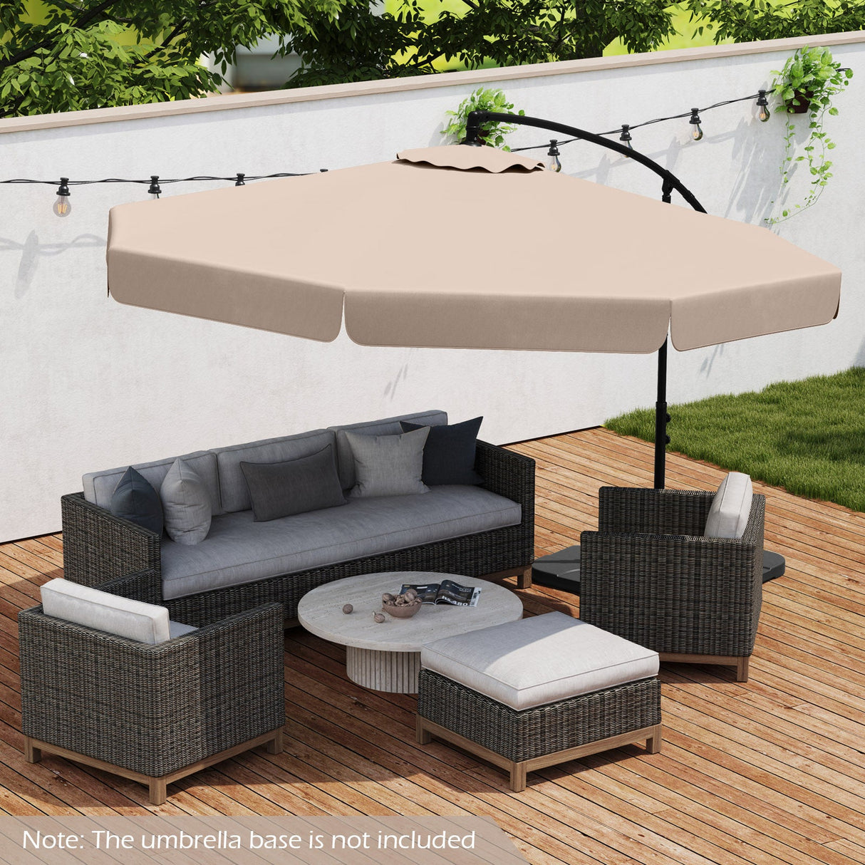 10 Feet Patio Cantilever Umbrella with Cover Tilt Adjustment and Ruffled Edge-Beige by DirectDeals