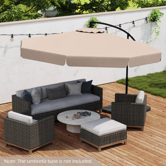 10 Feet Patio Cantilever Umbrella with Cover Tilt Adjustment and Ruffled Edge-Beige